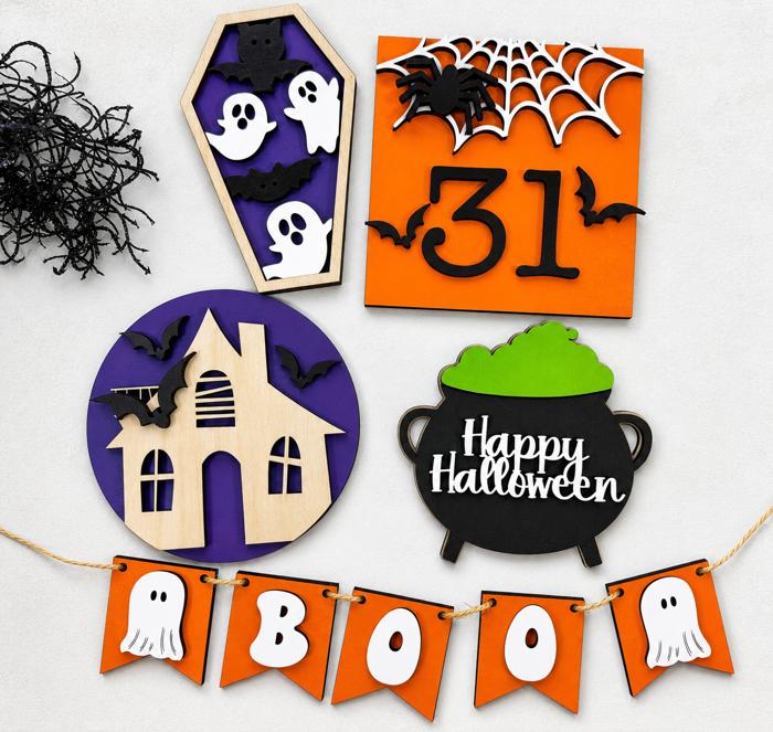 Halloween Tier Tray Decor, Halloween Decor, Witches Decor, Halloween Sign,Halloween Table Decor,Indoor Halloween Items,Mini Halloween Signs