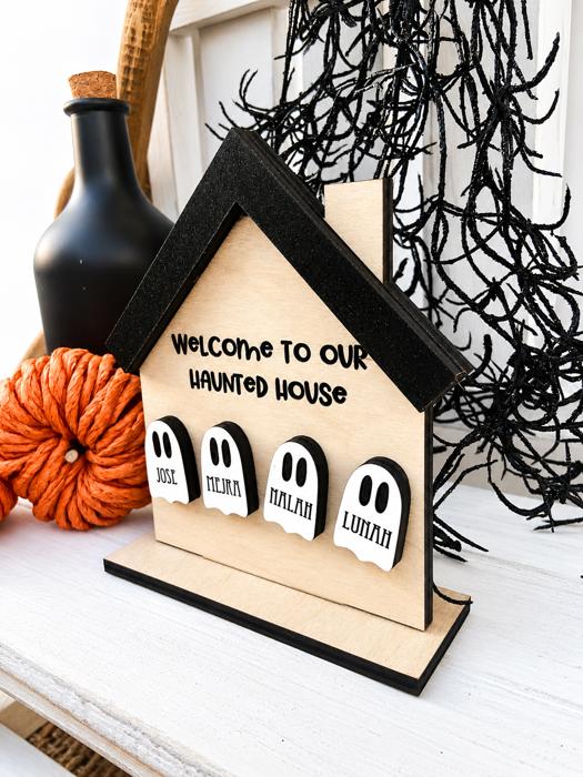 Welcome To Our Haunted House, Halloween Decor, Personalized Haunted House, Fall Decor, Mini Halloween Tier Tray Decor