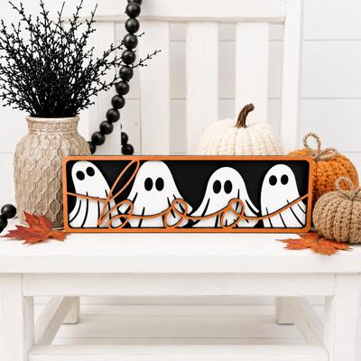 Boo Halloween Sign, Halloween Decor Framed Wood Sign, Halloween Decoration