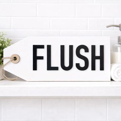 Flush Bathroom Sign, Kid's Bathroom Decor, Wooden Bathroom Tag