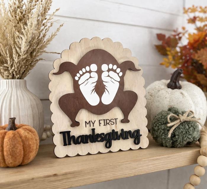 Wooden My First Thanksgiving DIY Milestone,Baby Milestone Cards,My First Holiday,Expecting Mom Gift,Baby Shower Gift,Baby Photo Prop