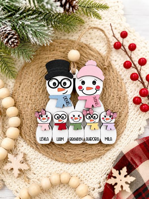 Personalized Snowman Family Ornament, Christmas Ornament, Snowman Ornament, Cute Family Ornament, Grandparent Ornament
