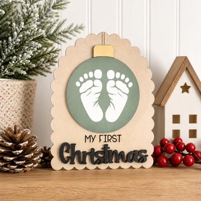 Wooden My First Christmas Day DIY Milestone,Baby Milestone Cards,My First Holiday,Expecting Mom Gift,Baby Shower Gift,Baby Photo Prop