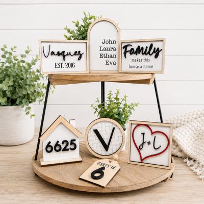 Neutral Family Themed Tiered Tray Decor,Family Tiered Tray Signs