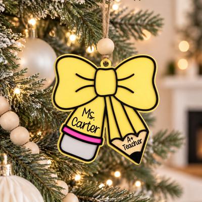 Personalized Bow Teacher Ornament, Teacher Christmas Gift, Gift For Teacher, Christmas Gift for Teachers