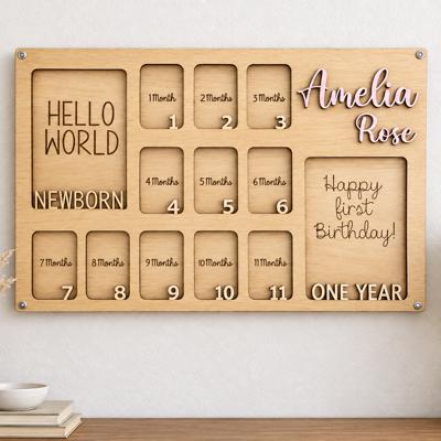 Baby First Year Picture Frame, Personalized Baby Photo Frame, Photo Collage, Personalized Photo Frame, Monthly Milestone for Baby
