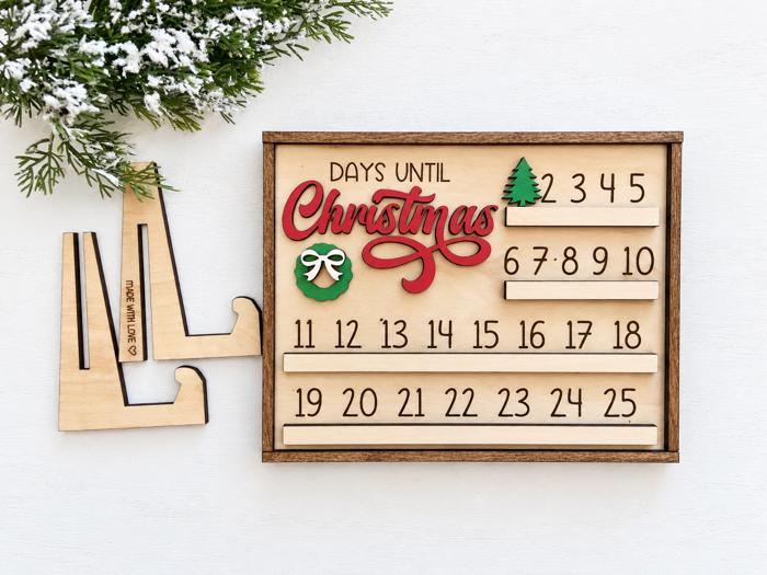 Days Until Christmas Countdown Sign, Wooden Christmas Countdown Calendar, Reusable Holiday Countdown Board, Farmhouse Christmas Decor