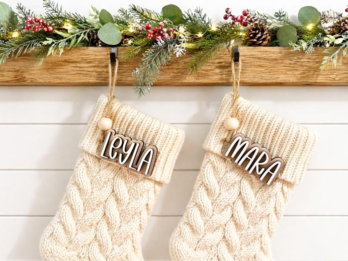 Personalized Stocking Tags, Christmas Tags, Wooden Name Tag,Christmas Stocking Tags, Custom Stocking Name Tag, Christmas Labels,Present Tags