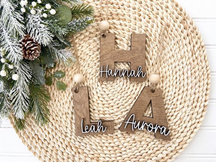 Personalized Name Christmas Ornament, Personalized Initial Ornament, Custom Name Christmas Ornament, Wooden Letter Christmas Ornament