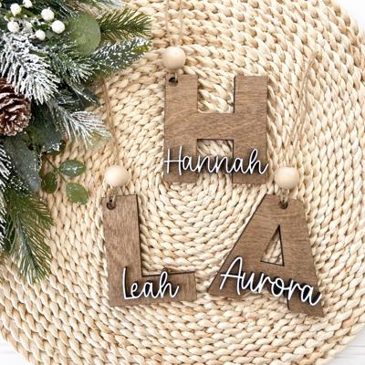 Personalized Name Christmas Ornament, Personalized Initial Ornament, Custom Name Christmas Ornament, Wooden Letter Christmas Ornament