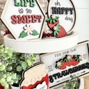 Strawberry Tiered Tray Decor, Strawberry Themed Signs, Summer Signs, Summer Tiered Tray Decor, Tiered Tray Decor,Summer Home Decor