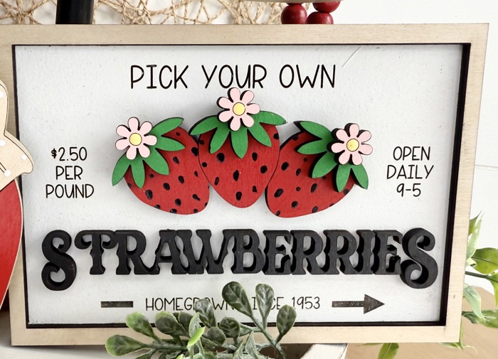 Strawberry Tiered Tray Decor, Strawberry Themed Signs, Summer Signs, Summer Tiered Tray Decor, Tiered Tray Decor,Summer Home Decor