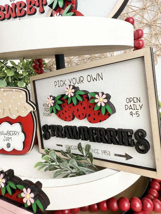 Strawberry Tiered Tray Decor, Strawberry Themed Signs, Summer Signs, Summer Tiered Tray Decor, Tiered Tray Decor,Summer Home Decor