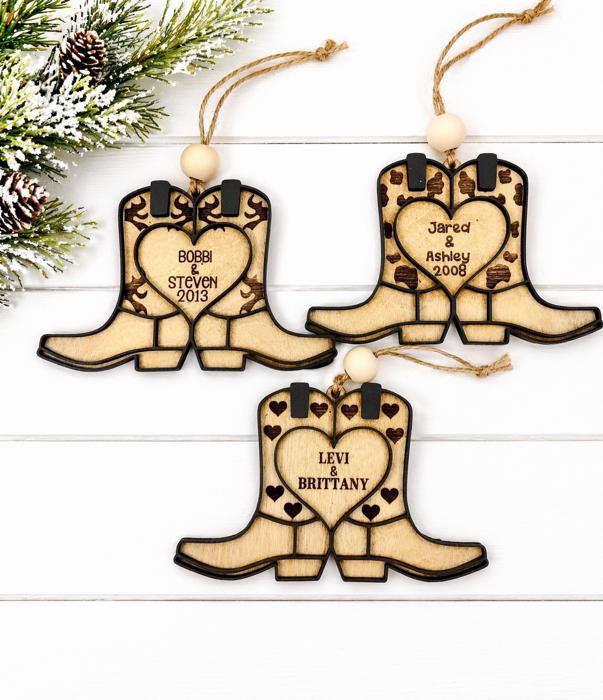Personalized Couples Cowboy Boot Ornament, Personalized Western Ornament, Cowboy Boot Ornament, Cowboy Boots Stocking Tag