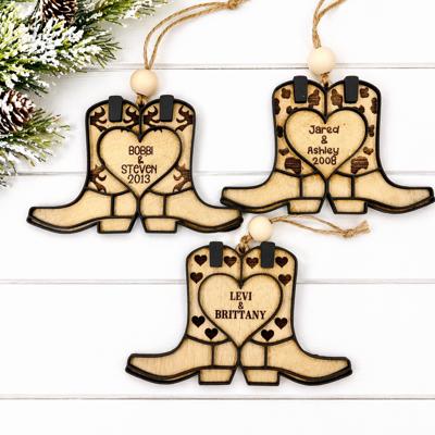Personalized Couples Cowboy Boot Ornament, Personalized Western Ornament, Cowboy Boot Ornament, Cowboy Boots Stocking Tag