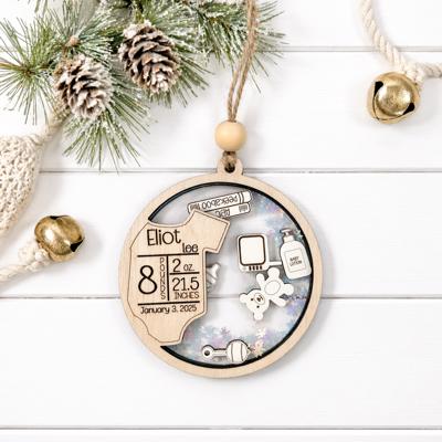 Baby Shaker Birth Stat Ornament, Baby Stat Ornament, Personalized Baby Ornament, Baby First Christmas Ornament,Customized Christmas Ornament