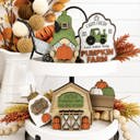  Pumpkin Farm Tiered Tray Decor Set | Farm Fresh Fall Shelf Sitters | Wooden Pumpkin Patch Gnome Decor | Rustic Autumn Farmhouse Tray Decor