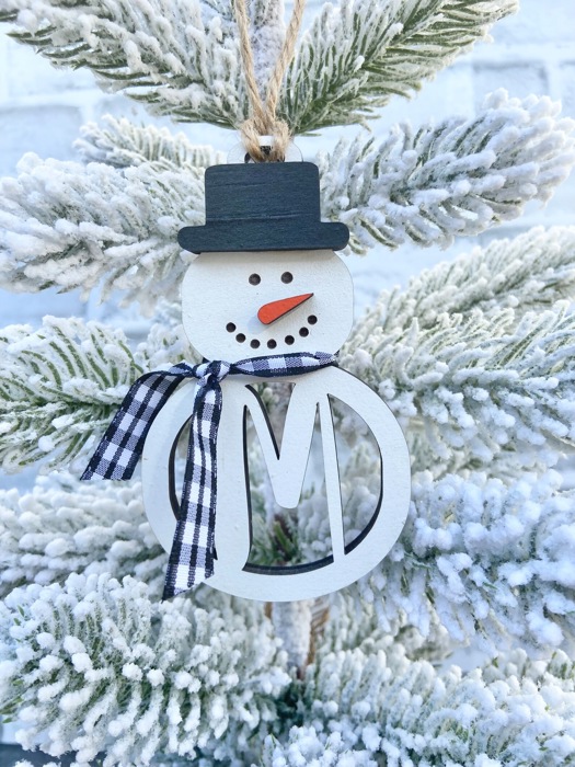 Personalized Snowman Ornament, Monogram Christmas Ornament, Snowman Ornament, Custom Ornament, Initial Ornament