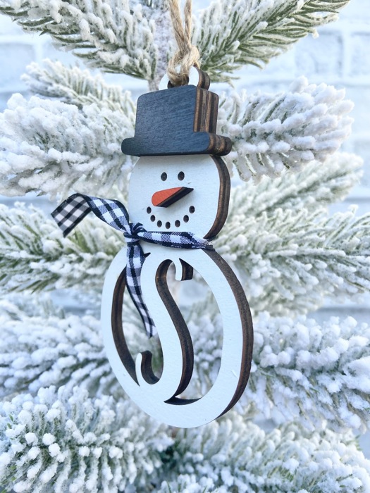 Personalized Snowman Ornament, Monogram Christmas Ornament, Snowman Ornament, Custom Ornament, Initial Ornament