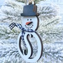  Personalized Snowman Ornament, Monogram Christmas Ornament, Snowman Ornament, Custom Ornament, Initial Ornament