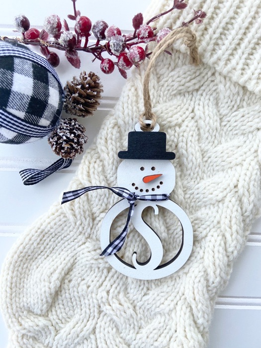 Personalized Snowman Ornament, Monogram Christmas Ornament, Snowman Ornament, Custom Ornament, Initial Ornament