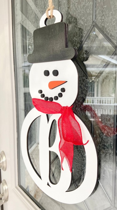 Monogrammed Snowman Door Sign,Personalized Snowman Door Sign, Christmas Door Sign, Christmas Decoration, Holiday Decor