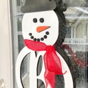  Monogrammed Snowman Door Sign,Personalized Snowman Door Sign, Christmas Door Sign, Christmas Decoration, Holiday Decor