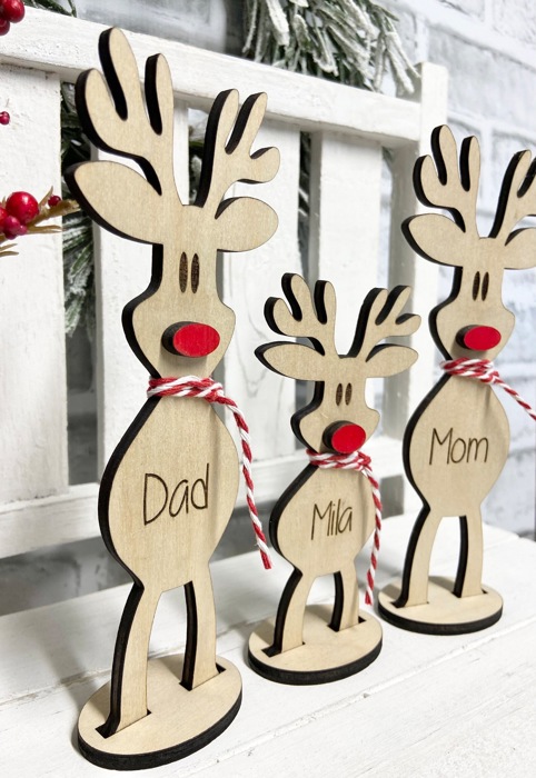 Personalized reindeer, reindeer Shelf Sitter, Holiday Decor, Christmas Mantle Decor