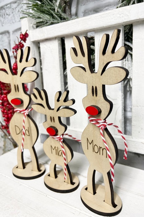 Personalized reindeer, reindeer Shelf Sitter, Holiday Decor, Christmas Mantle Decor