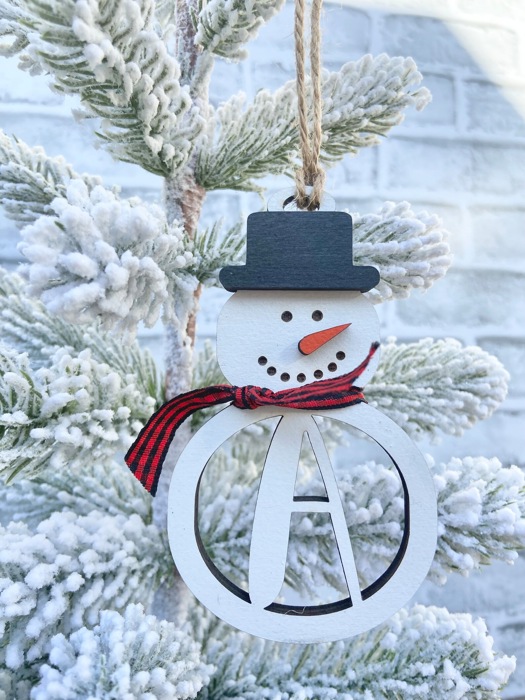 Personalized Snowman Ornament, Monogram Christmas Ornament, Snowman Ornament, Custom Ornament, Initial Ornament