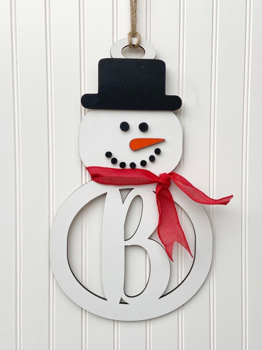 Monogrammed Snowman Door Sign,Personalized Snowman Door Sign, Christmas Door Sign, Christmas Decoration, Holiday Decor
