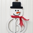  Monogrammed Snowman Door Sign,Personalized Snowman Door Sign, Christmas Door Sign, Christmas Decoration, Holiday Decor