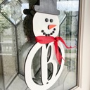  Monogrammed Snowman Door Sign,Personalized Snowman Door Sign, Christmas Door Sign, Christmas Decoration, Holiday Decor