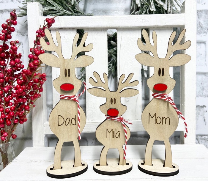 Personalized reindeer, reindeer Shelf Sitter, Holiday Decor, Christmas Mantle Decor