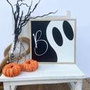8''x8'' Halloween Boo Framed Wood Sign, Halloween Decoration