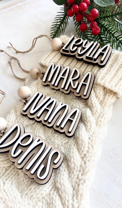 Personalized Stocking Tags, Christmas Tags, Wooden Name Tag,Christmas Stocking Tags, Custom Stocking Name Tag, Christmas Labels,Present Tags