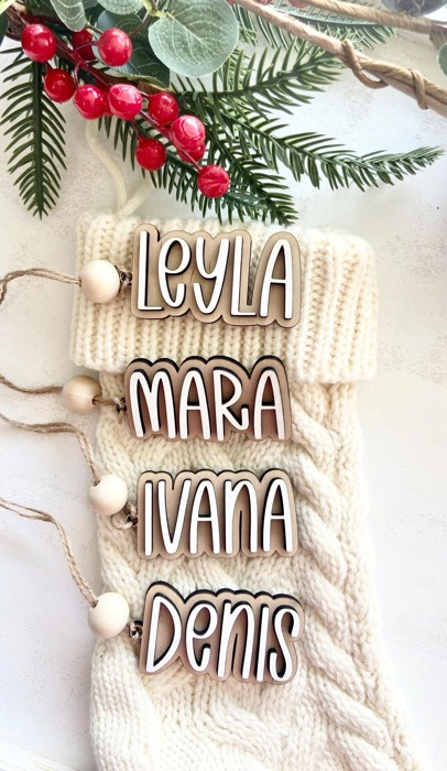 Personalized Stocking Tags, Christmas Tags, Wooden Name Tag,Christmas Stocking Tags, Custom Stocking Name Tag, Christmas Labels,Present Tags