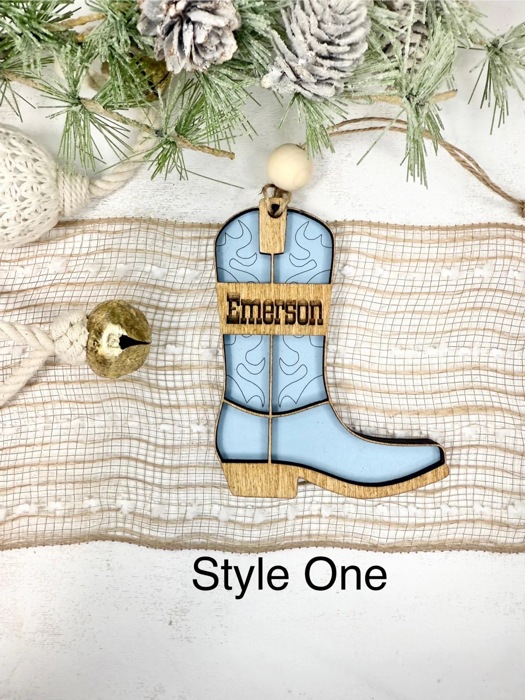 Personalized Cowboy or Cowgirl Boot Ornament, Personalized Western Ornament, Cowboy Boot Ornament, Cowboy Boots Stocking Tag