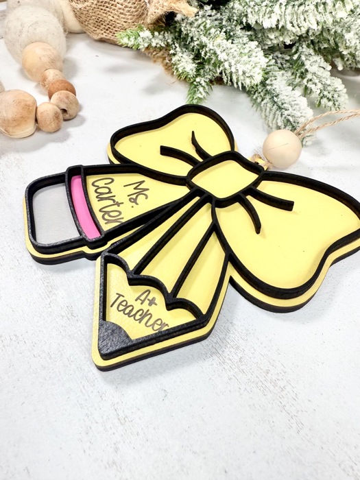 Personalized Bow Teacher Ornament, Teacher Christmas Gift, Gift For Teacher, Christmas Gift for Teachers