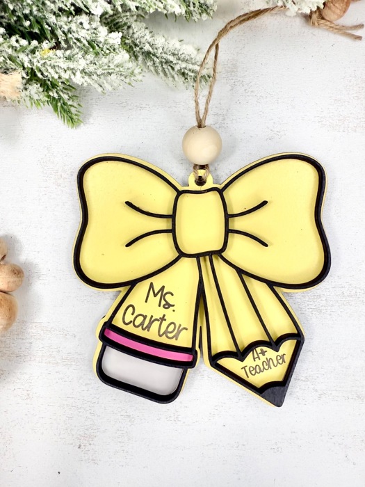 Personalized Bow Teacher Ornament, Teacher Christmas Gift, Gift For Teacher, Christmas Gift for Teachers