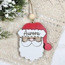  Personalized Santa Claus Ornament  Size: 4''X4.5''  This ornament is laser cut with two layer giving the ornament a 3D look, the name is engraved  It arrives ready to hang with twine string and one wo