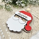  Personalized Santa Claus Ornament  Size: 4''X4.5''  This ornament is laser cut with two layer giving the ornament a 3D look, the name is engraved  It arrives ready to hang with twine string and one wo