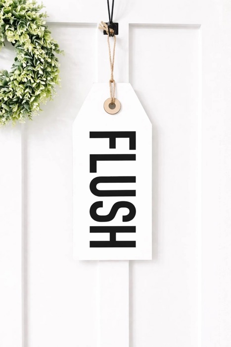 Flush Bathroom Sign, Kid's Bathroom Decor, Wooden Bathroom Tag