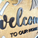  Welcome Door Hanger | Farmhouse Front Door Sign | Wooden Welcome Sign | Modern Farmhouse Decor | Housewarming Gift