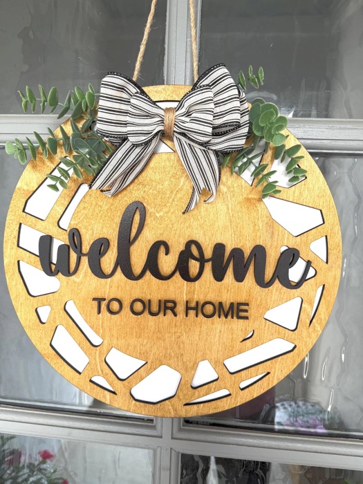 Welcome Door Hanger | Farmhouse Front Door Sign | Wooden Welcome Sign | Modern Farmhouse Decor | Housewarming Gift