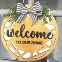  Welcome Door Hanger | Farmhouse Front Door Sign | Wooden Welcome Sign | Modern Farmhouse Decor | Housewarming Gift