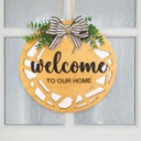  Welcome Door Hanger | Farmhouse Front Door Sign | Wooden Welcome Sign | Modern Farmhouse Decor | Housewarming Gift