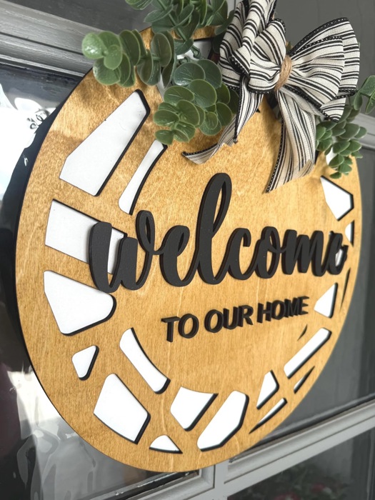 Welcome Door Hanger | Farmhouse Front Door Sign | Wooden Welcome Sign | Modern Farmhouse Decor | Housewarming Gift