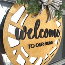  Welcome Door Hanger | Farmhouse Front Door Sign | Wooden Welcome Sign | Modern Farmhouse Decor | Housewarming Gift