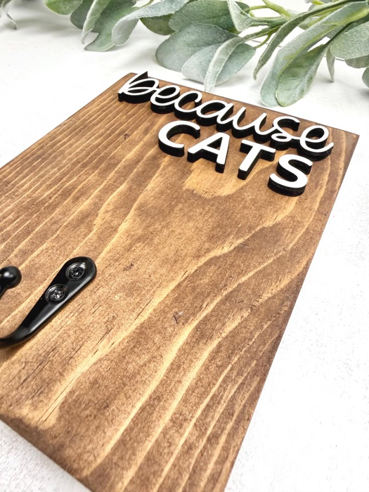Because Cats Lint Roller Holder, Cat Lover Gift, Pet Hair Remover Wall Hook, Funny Cat Sign, Cat Owner Home Decor